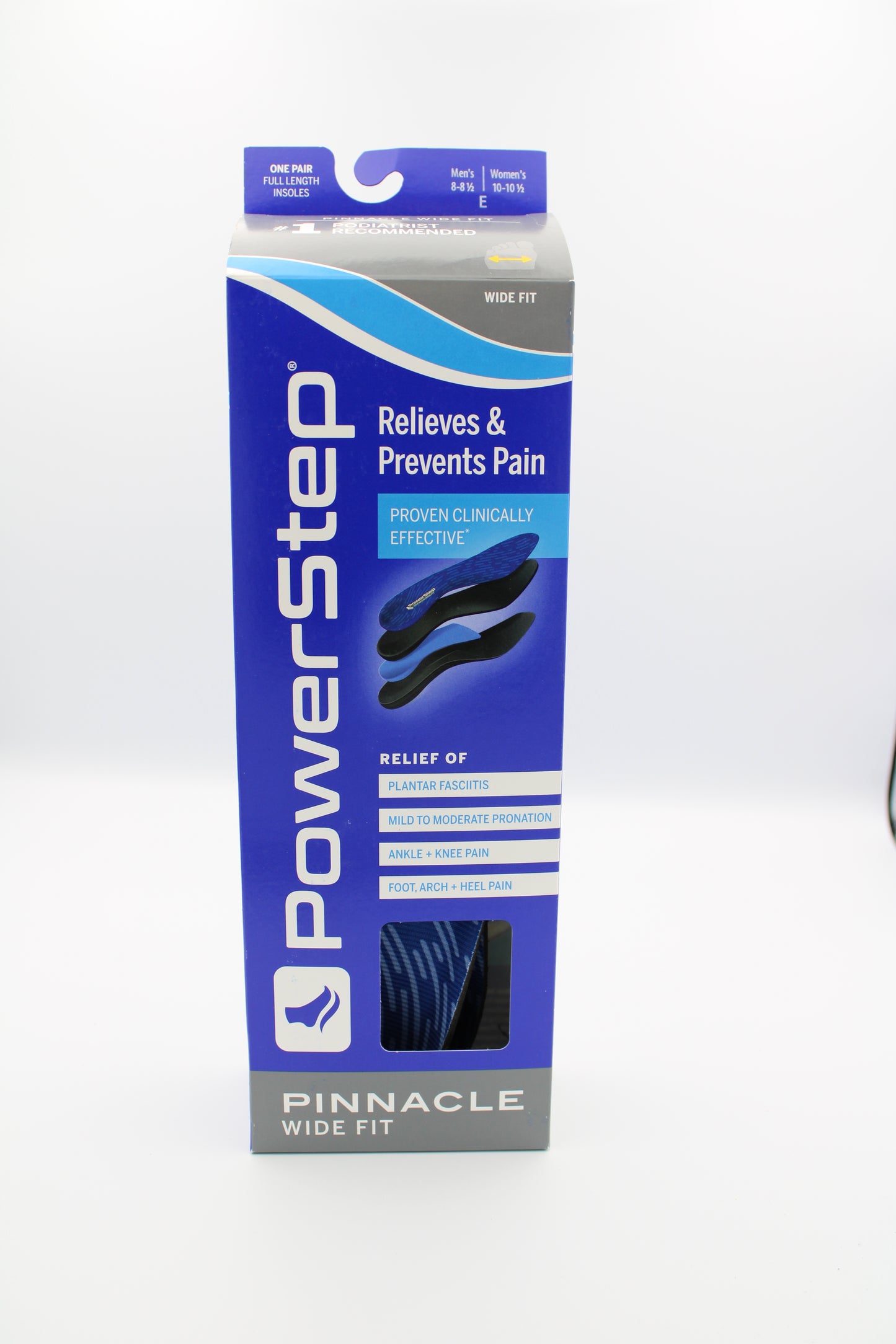 Powerstep Pinnacle WIDE fit full Length Insoles for Dress, Casual, or Athletic shoes, Men's and Women's