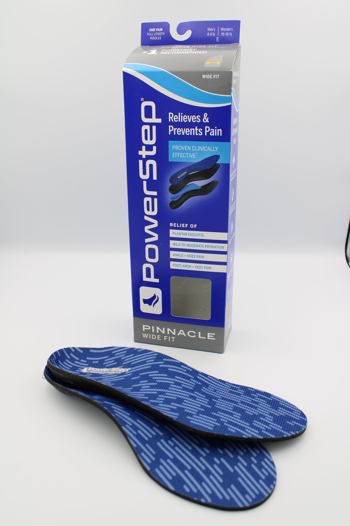 Powerstep Pinnacle WIDE fit full Length Insoles for Dress, Casual, or Athletic shoes, Men's and Women's